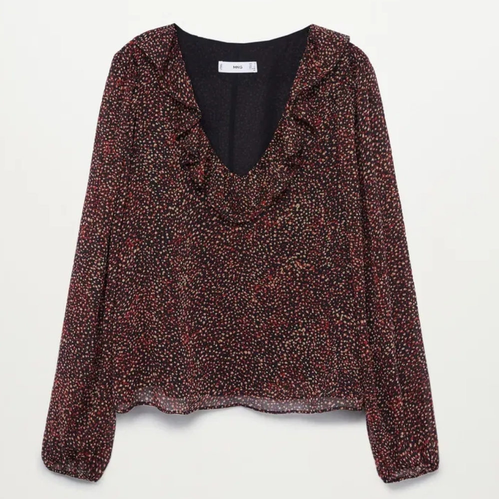 Mango Ruffled Neck Blouse